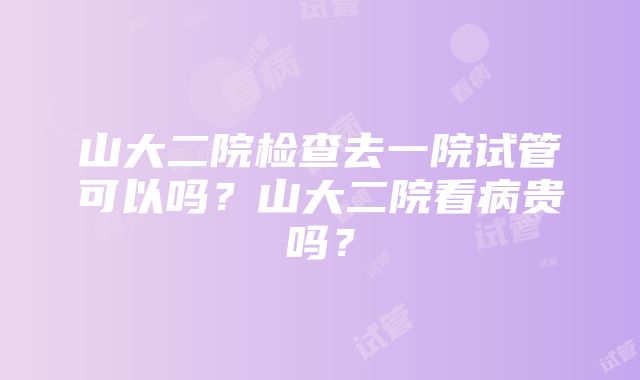 山大二院检查去一院试管可以吗？山大二院看病贵吗？