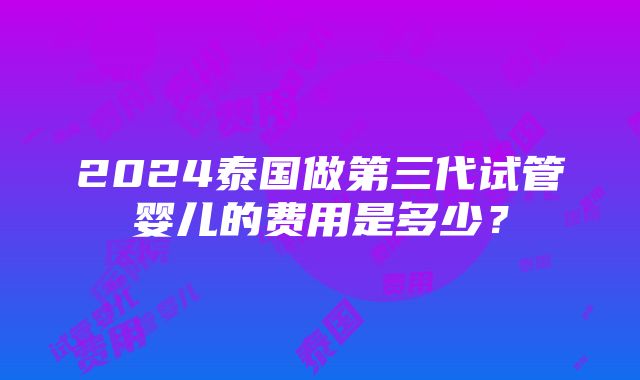 2024泰国做第三代试管婴儿的费用是多少？