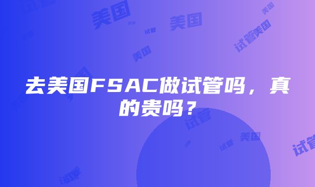 去美国FSAC做试管吗，真的贵吗？