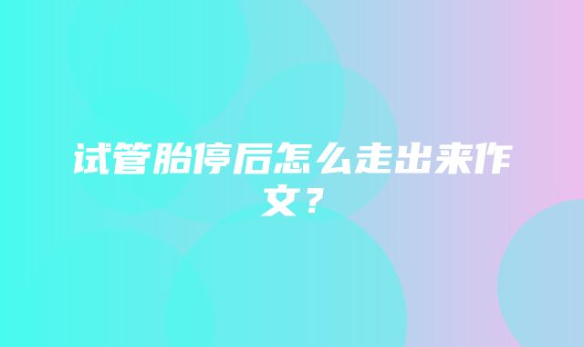 试管胎停后怎么走出来作文？