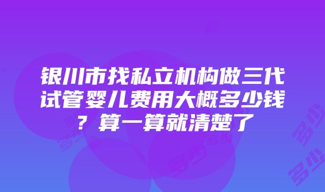 银川市找私立机构做三代试管婴儿费用大概多少钱？算一算就清楚了