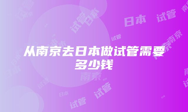 从南京去日本做试管需要多少钱