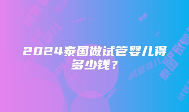 2024泰国做试管婴儿得多少钱？