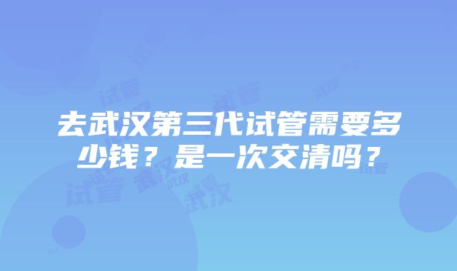 去武汉第三代试管需要多少钱？是一次交清吗？