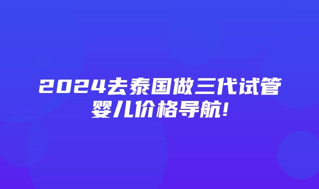 2024去泰国做三代试管婴儿价格导航!