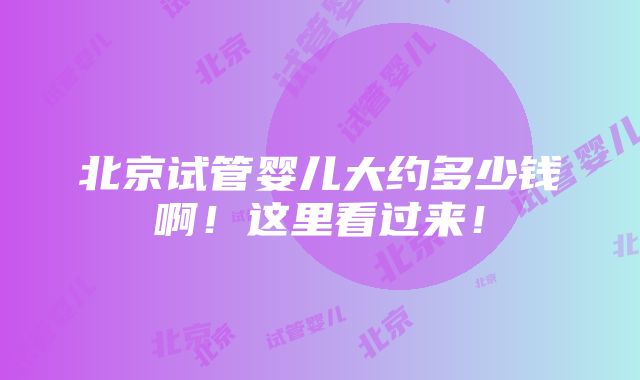 北京试管婴儿大约多少钱啊！这里看过来！