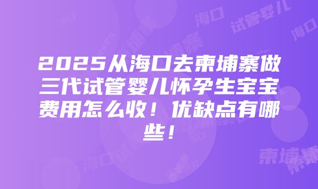 2025从海口去柬埔寨做三代试管婴儿怀孕生宝宝费用怎么收！优缺点有哪些！