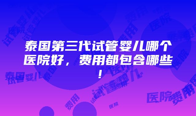 泰国第三代试管婴儿哪个医院好，费用都包含哪些！