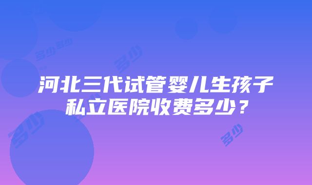 河北三代试管婴儿生孩子私立医院收费多少？