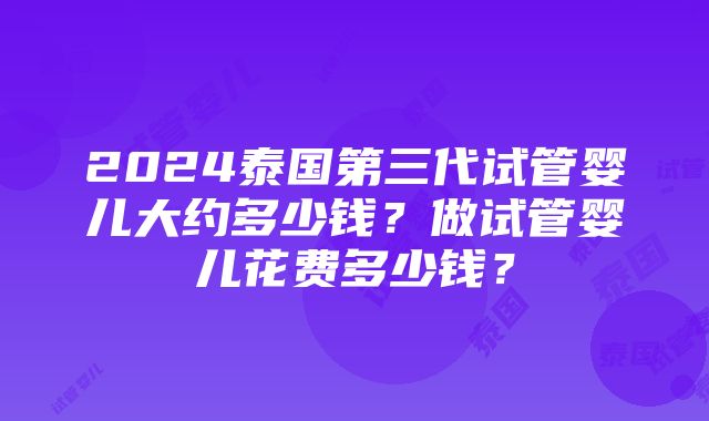 2024泰国第三代试管婴儿大约多少钱？做试管婴儿花费多少钱？