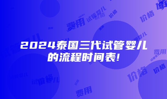 2024泰国三代试管婴儿的流程时间表!