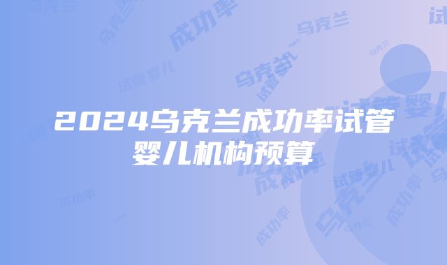 2024乌克兰成功率试管婴儿机构预算