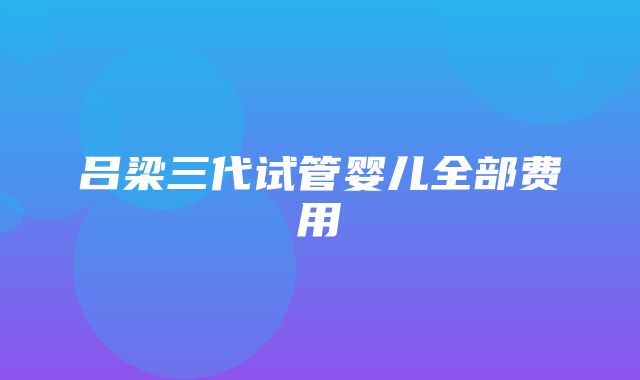 吕梁三代试管婴儿全部费用