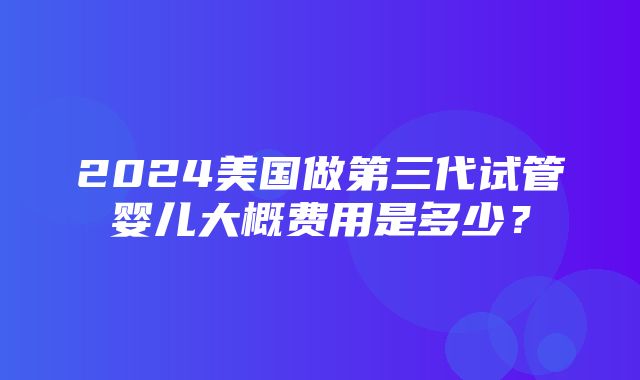 2024美国做第三代试管婴儿大概费用是多少？