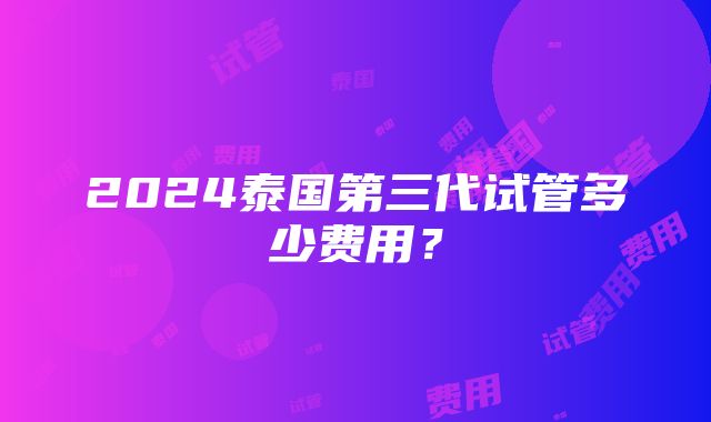 2024泰国第三代试管多少费用？