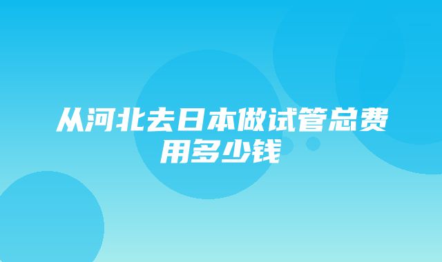 从河北去日本做试管总费用多少钱