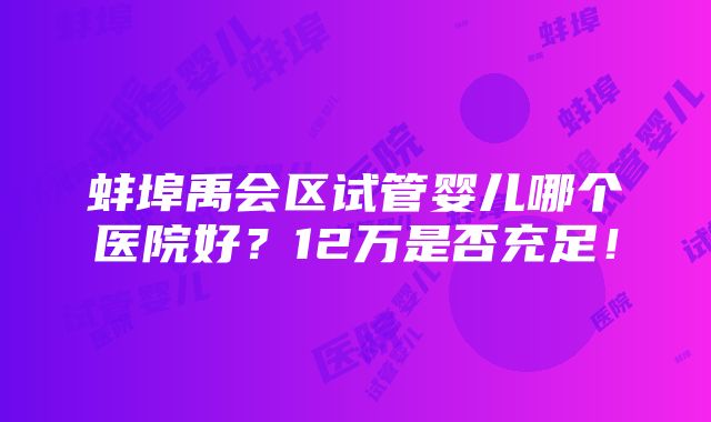 蚌埠禹会区试管婴儿哪个医院好？12万是否充足！