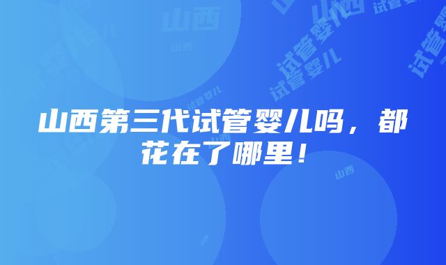 山西第三代试管婴儿吗，都花在了哪里！