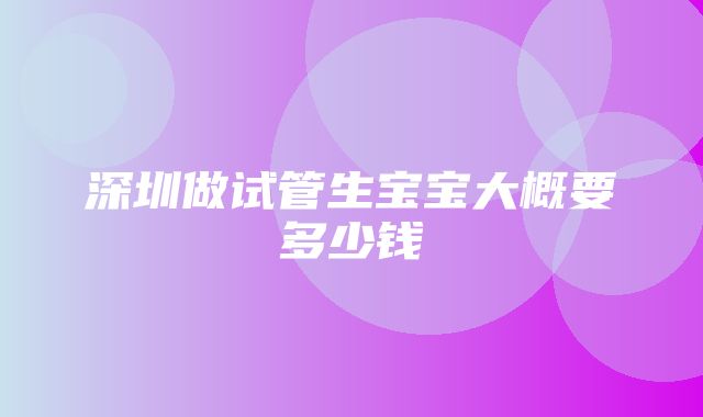 深圳做试管生宝宝大概要多少钱