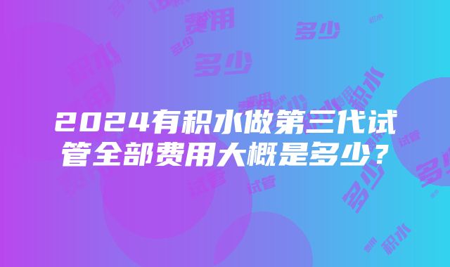 2024有积水做第三代试管全部费用大概是多少？