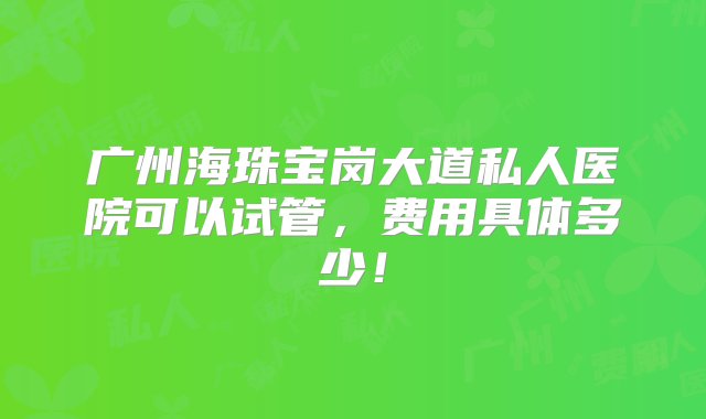 广州海珠宝岗大道私人医院可以试管，费用具体多少！