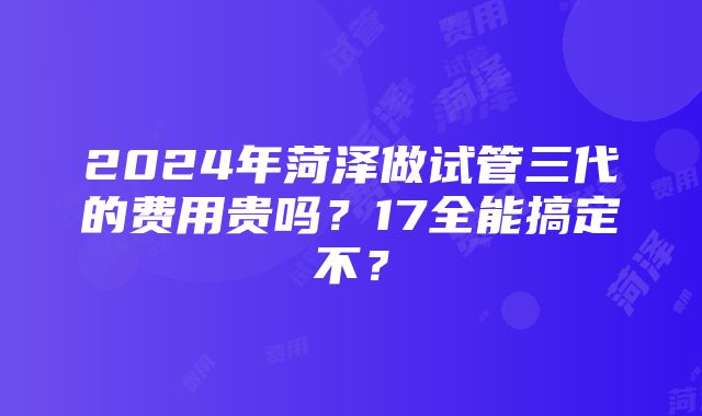 2024年菏泽做试管三代的费用贵吗？17全能搞定不？