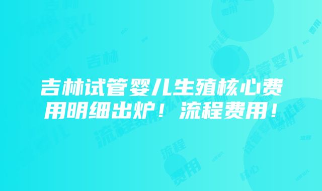 吉林试管婴儿生殖核心费用明细出炉！流程费用！