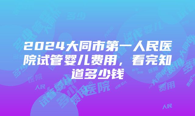 2024大同市第一人民医院试管婴儿费用，看完知道多少钱