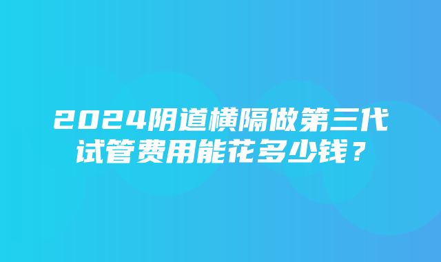 2024阴道横隔做第三代试管费用能花多少钱？