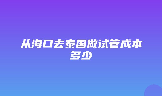 从海口去泰国做试管成本多少