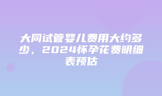 大同试管婴儿费用大约多少，2024怀孕花费明细表预估