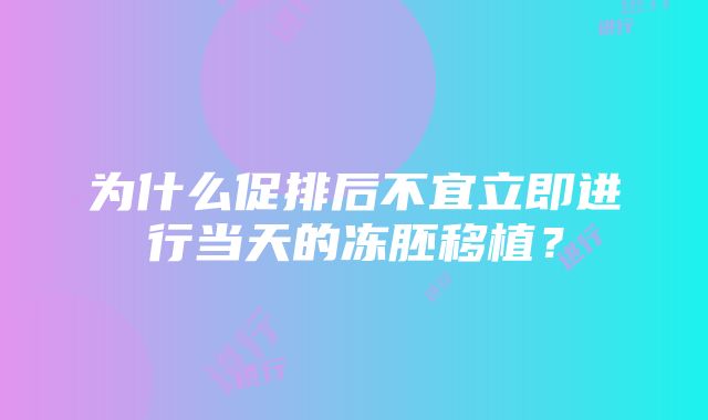 为什么促排后不宜立即进行当天的冻胚移植？