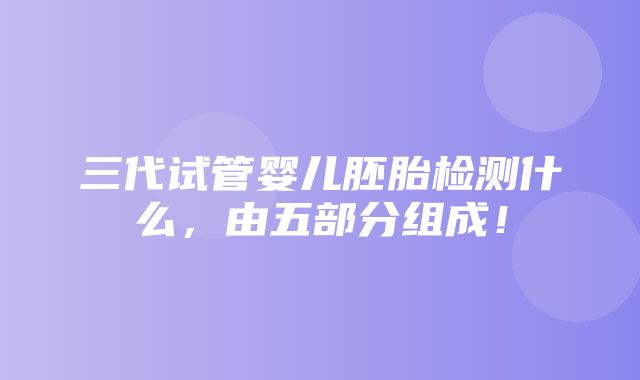 三代试管婴儿胚胎检测什么，由五部分组成！