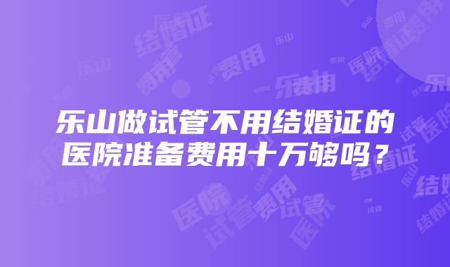 乐山做试管不用结婚证的医院准备费用十万够吗？