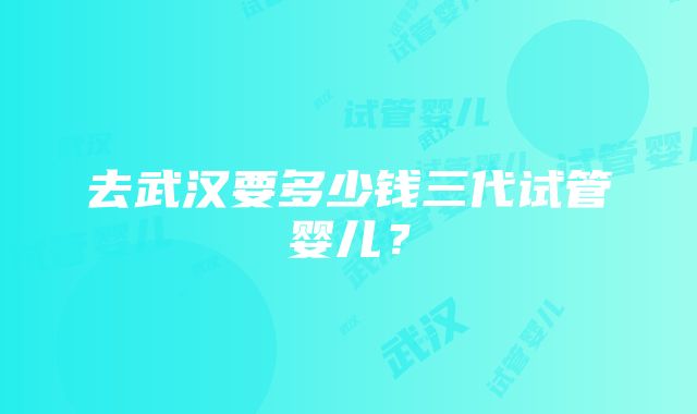 去武汉要多少钱三代试管婴儿？