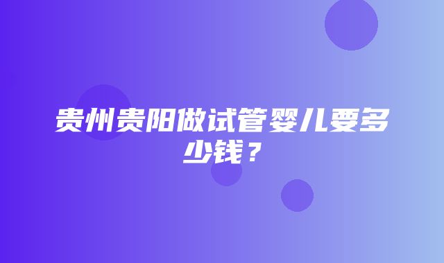 贵州贵阳做试管婴儿要多少钱？