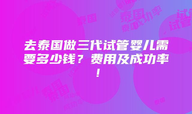 去泰国做三代试管婴儿需要多少钱？费用及成功率！