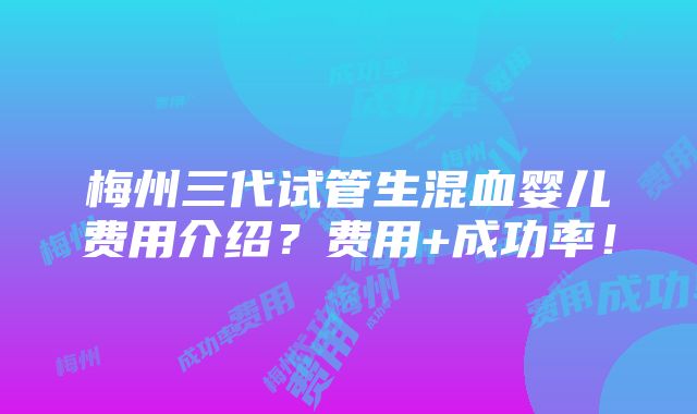 梅州三代试管生混血婴儿费用介绍？费用+成功率！