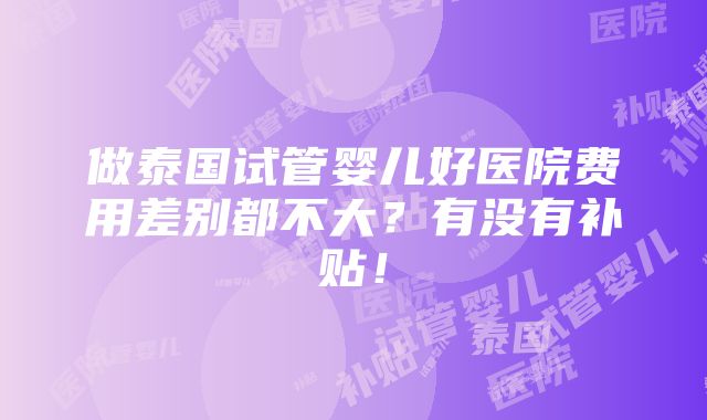 做泰国试管婴儿好医院费用差别都不大？有没有补贴！