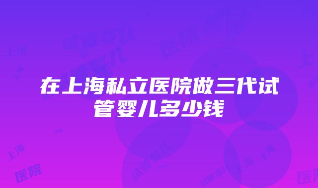 在上海私立医院做三代试管婴儿多少钱