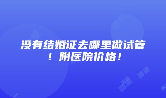 没有结婚证去哪里做试管！附医院价格！