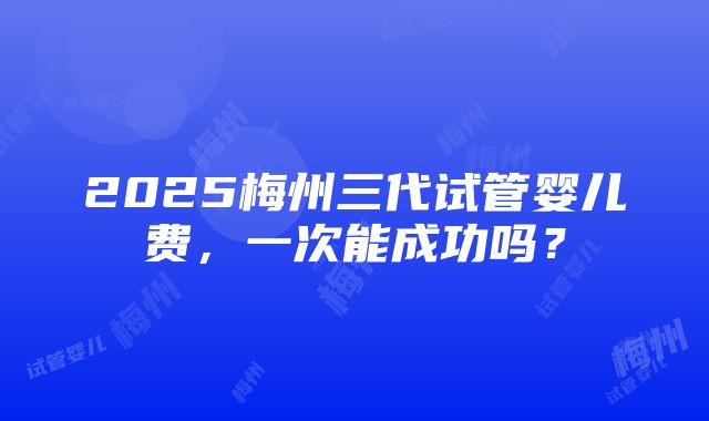 2025梅州三代试管婴儿费，一次能成功吗？