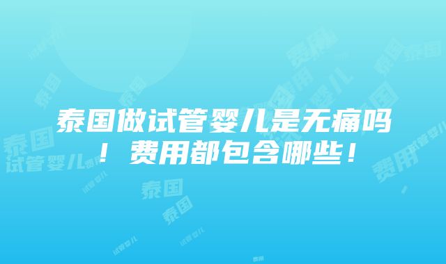 泰国做试管婴儿是无痛吗！费用都包含哪些！