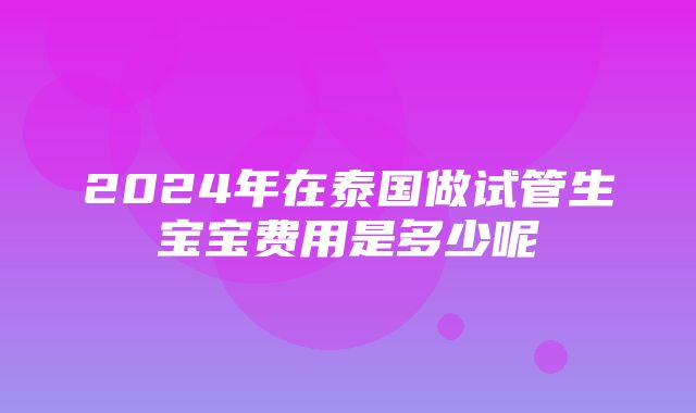 2024年在泰国做试管生宝宝费用是多少呢