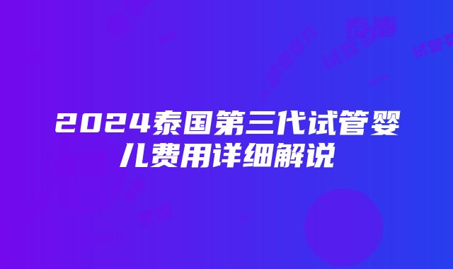 2024泰国第三代试管婴儿费用详细解说