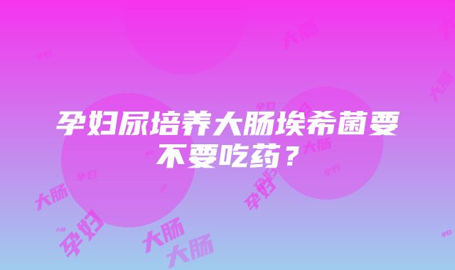 孕妇尿培养大肠埃希菌要不要吃药？