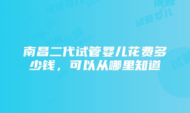 南昌二代试管婴儿花费多少钱，可以从哪里知道