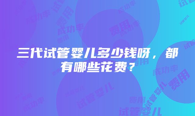 三代试管婴儿多少钱呀，都有哪些花费？