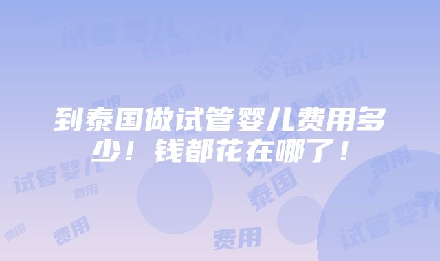 到泰国做试管婴儿费用多少！钱都花在哪了！