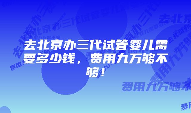 去北京办三代试管婴儿需要多少钱，费用九万够不够！